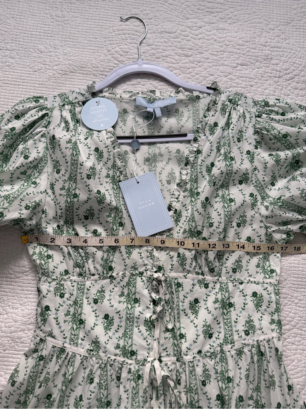 Hill House Sabrina Dress Green Vine Stripe Cotton - Picture 9 of 10
